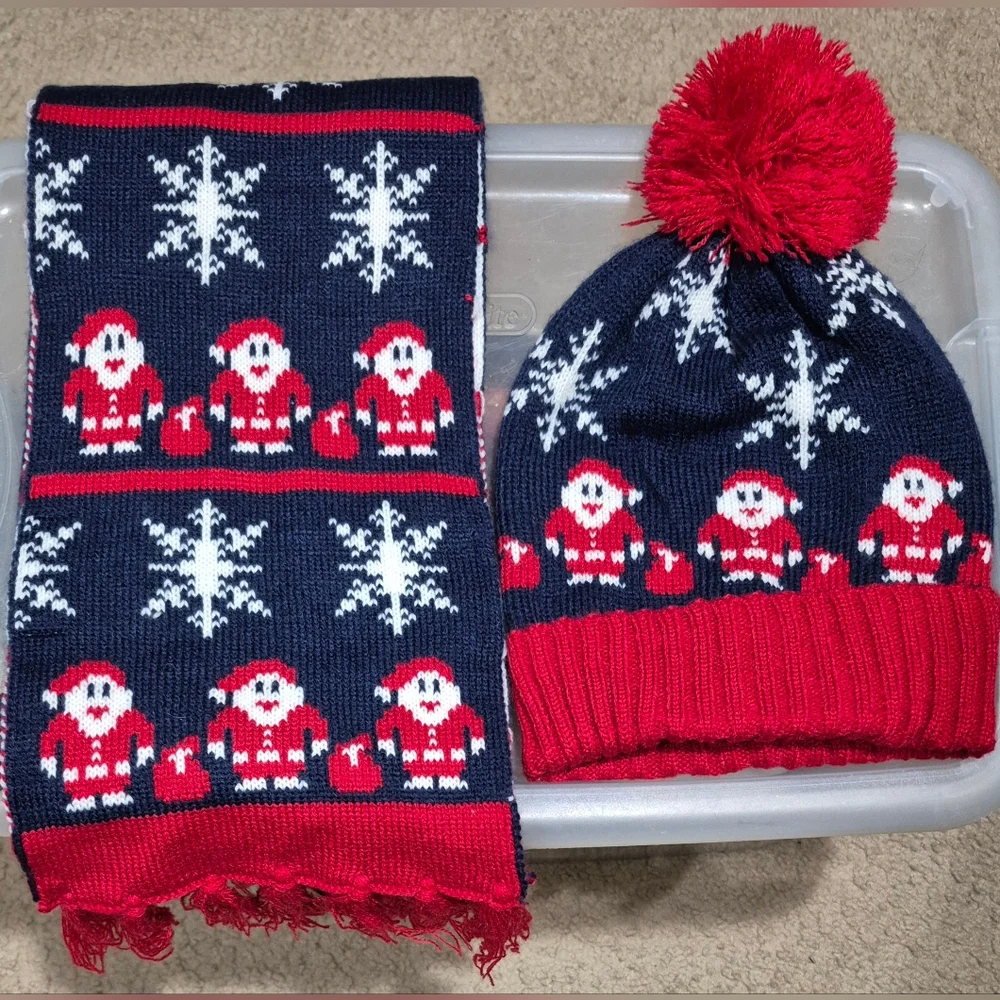 It's Our Time Knit Christmas Beanie Hat with The Scarf Set-One Size - Juniors